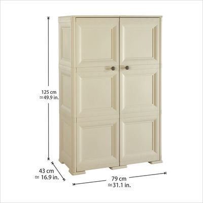 Tontarelli Shoe Cabinet, Made in Italy, for Outdoor, Home & Office, Multipurpose Storage Cupboard Organizer with 6 Compartments, Multiple Shelves & 6 Side Pockets, 79L x 43W x 125H cm, Cream, TRL-8086050210