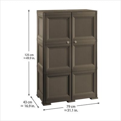 Tontarelli Shoe Cabinet, Made in Italy, for Outdoor, Home & Office, Multipurpose Storage Cupboard Organizer with 6 Compartments, Multiple Shelves & 6 Side Pockets, 79L x 43W x 125H cm, Dark Brown, TRL-8086050909
