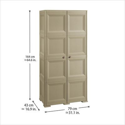 Tontarelli Storage Cabinet, Made in Italy, for Home, Office & Outdoor, Garage Organizer, Multipurpose Storage Cupboard with 8 Compartments & Multiple Shelves, 79L x 43W x 164H cm, Greyish Brown, TRL-8085553908