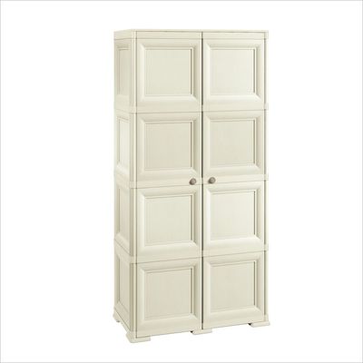 Tontarelli Storage Cabinet, Made in Italy, for Home, Office & Outdoor, Garage Organizer, Multipurpose Storage Cupboard with 8 Compartments & Multiple Shelves, 79L x 43W x 164H cm, Cream, TRL-8085553210, TRL-8085553210