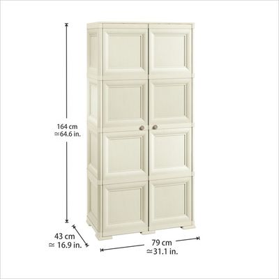 Tontarelli Storage Cabinet, Made in Italy, for Home, Office & Outdoor, Garage Organizer, Multipurpose Storage Cupboard with 8 Compartments & Multiple Shelves, 79L x 43W x 164H cm, Cream, TRL-8085553210, TRL-8085553210