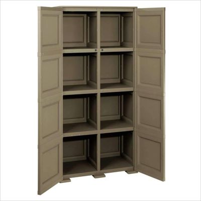 Tontarelli Storage Cabinet, Made in Italy, for Home, Office & Outdoor, Garage Organizer, Multipurpose Storage Cupboard with 8 Compartments & Multiple Shelves, 79L x 43W x 164H cm, Dark Brown, TRL-8085553909