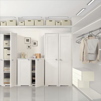 Tontarelli Storage Cabinet, Made in Italy, for Home, Office & Outdoor, Garage Organizer, Multipurpose Storage Unit with 1 Shelf and 2 Compartments, 79L x 43W x 85.5H cm, Cream, TRL-8086262159