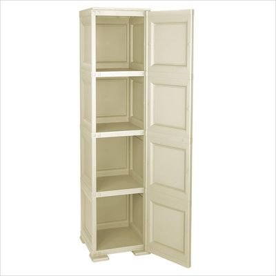 Tontarelli Storage Cabinet, Made in Italy, for Home, Office & Outdoor, Garage Organizer, Multipurpose Storage Cupboard with 1 door, 4 Compartments & 3 Shelves, 40L x 43W x 164H cm, Cream, TRL-8085568210