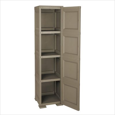Tontarelli Storage Cabinet, Made in Italy, for Home, Office & Outdoor, Garage Organizer, Multipurpose Storage Cupboard with 1 door, 4 Compartments & 3 Shelves, 40L x 43W x 164H cm, Dark Brown, TRL-8085568909