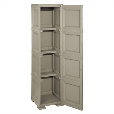 Tontarelli Storage Cabinet, Made in Italy, for Home, Office & Outdoor, Multipurpose Storage Cupboard with 4 Compartments, Multiple Shelves & Broom Hanging Section, 40L x 43W x 164H cm, Greyish Brown, TRL-8085589908