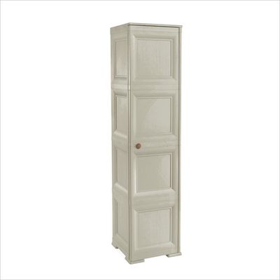 Tontarelli Storage Cabinet, Made in Italy, for Home, Office & Outdoor, Multipurpose Storage Cupboard with 4 Compartments, Multiple Shelves & Broom Hanging Section, 40L x 43W x 164H cm, Cream, TRL-8085589210