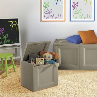 Tontarelli Storage Box, Made in Italy, for Home, Office & Outdoor, Toy Box Chest Storage, 47L x 40W x 42H cm, Greyish Brown, TRL-8086011908