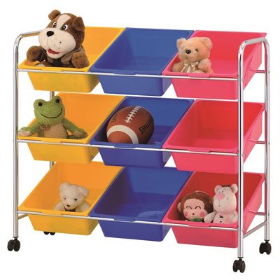 Zenments, 9 Bin Storage Organizer With Wheels, Multicolour, 90.5Wx36Dx86H cm, HTC-ZEN-262