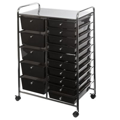 Zenments, 15-Drawer Organizer Cart, Black, W64xD39xH97cm, ZEN-256