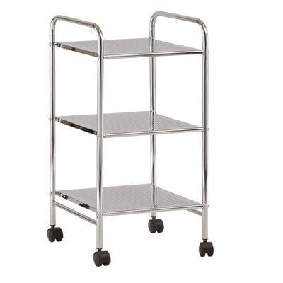 Zenments, 3-Tier Metal Shelf Trolley, Chrome, 32Wx36.5Dx71H cm, HTC-ZEN-263