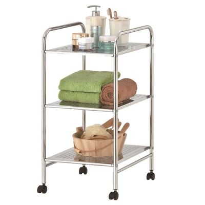 Zenments, 3-Tier Metal Shelf Trolley, Chrome, 32Wx36.5Dx71H cm, HTC-ZEN-263