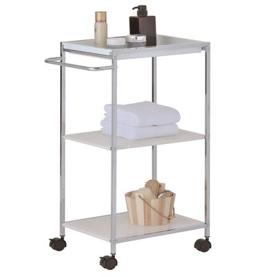 Zenments, 2-Metal Shelf and 1-PP Tray Trolley, Chrome, 46.5Wx31Dx76H cm, HTC-ZEN-269