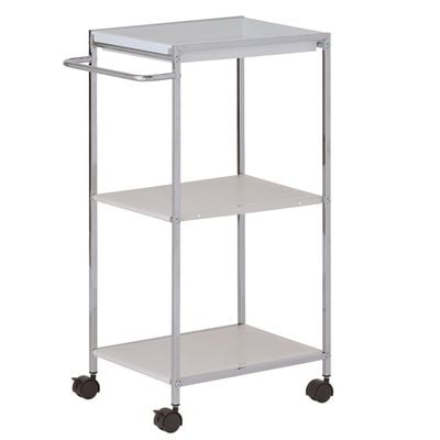 Zenments, 2-Metal Shelf and 1-PP Tray Trolley, Chrome, 46.5Wx31Dx76H cm, HTC-ZEN-269