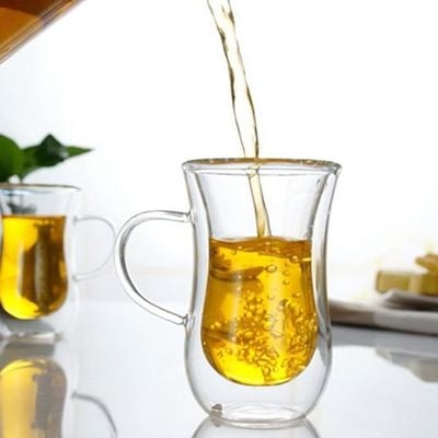 1CHASE Double Wall Heat Resistant Insulated Fashionable Arabic Glass Tea 80ML (Set of 2)