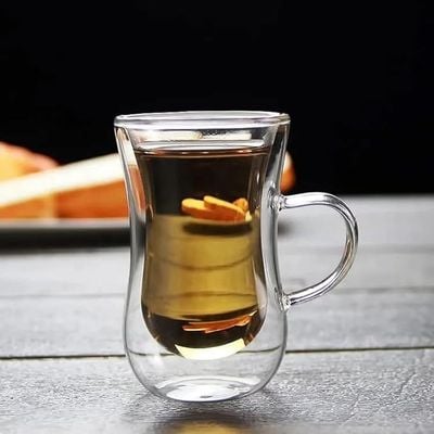 1CHASE Double Wall Heat Resistant Insulated Fashionable Arabic Glass Tea 80ML (Set of 2)