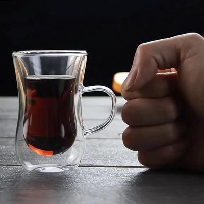 1CHASE Double Wall Heat Resistant Insulated Fashionable Arabic Glass Tea 80ML (Set of 2)