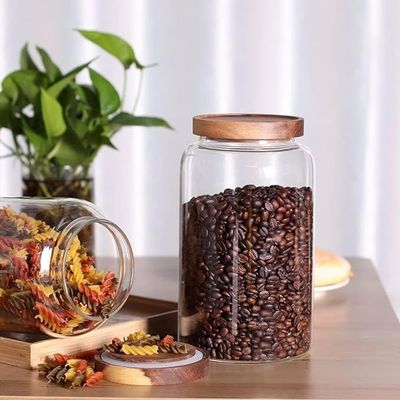 1CHASE Borosilicate Glass Coffee Storage Jar with Lids Thicken Glass Coffee Canister (1900 ML)