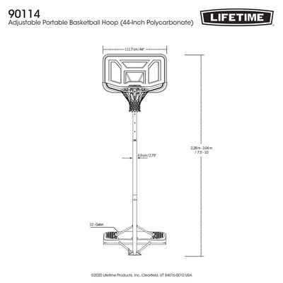 Lifetime 44 in. Height Adjustable Youth Portable Basketball Hoop, 5 year limited warranty, SSM-746