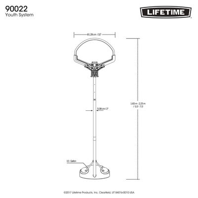 Lifetime 32 in. Height Adjustable Youth Portable Basketball Hoop, 5 year limited warranty, SSM-747