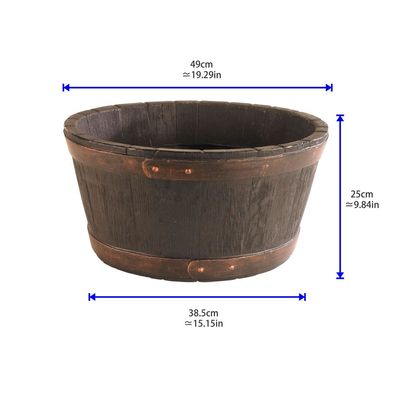 Strata, Made in UK, Oakwood Barrel Planter, Decorative planter, STR-GN653-BLK-ST