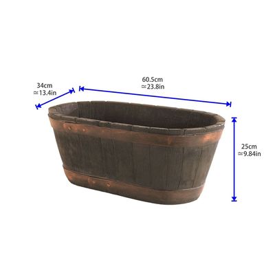 Strata Sankey, Made in UK, Weatherproof Resin Decorative Planter, Oakwood Barrel Trough, Planter Pot, Indoor, Outdoor, Lightweight and Weather Resistant, Perfect for Living Room, Home Decor, Terrace, Office, Balcony & Home Gardening, Oakwood Colour, STR-GN647-BLK-GP