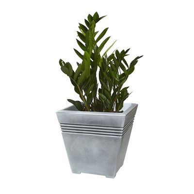 Strata Sankey, Made in UK, Weatherproof Resin Decorative Planter, Square Milano Planter Pot, Indoor, Outdoor, Lightweight and Weather Resistant, Perfect for Living Room, Home Decor, Terrace, Office, Balcony & Home Gardening, Pewter Colour, STR-GN705-PEW-GP