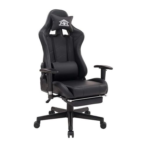 Best Comfortable gaming chair RJ-8887 Video Computer Gaming Chair with fully reclining foot rest and soft leather (Black)