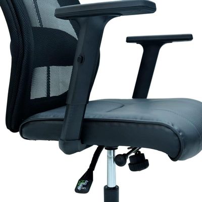  Ergonomic Office Chair, Computer Desk Chair, PU material, Steel Structure, Smooth lumbar support with adjustable Height, Black