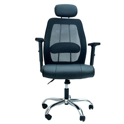  Ergonomic Office Chair, Computer Desk Chair, PU material, Steel Structure, Smooth lumbar support with adjustable Height, Black