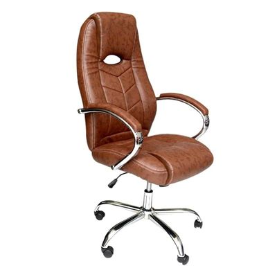  Ergonomic Office Chair, Computer Desk Chair, PU material, Steel Structure, Smooth lumbar support with adjustable Height, Brown
