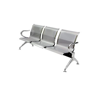 3 Seater Frame Airport Chair, visitor chair for Airport, Office, Hospital, School etc. with Metal frame &amp; armrest, sit &amp; back, Silver