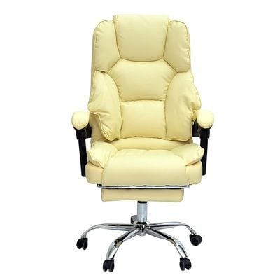 WH Ergonomic Computer Desk Chair for Office and Gaming with headrest, back comfort and lumbar support off-white
