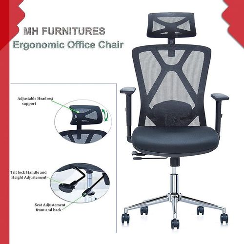 Office Desk Chair, Ergonomic Computer Office Chair with Adjustable Headrest and Adjustable height and back rest and Lumbar Support,High Back Executive office Chair with 4 option. (Black)