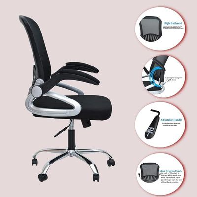 Premium Office Chair Ergonomic Designed Desk Chair Super Comfortable Mid Back Adjustable Wide Seat Mesh Chair Black