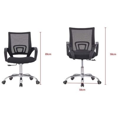 2 Piece Premium Office Chair Ergonomic Designed Desk Chair Mid Back Adjustable Wide Seat Mesh Chair Black