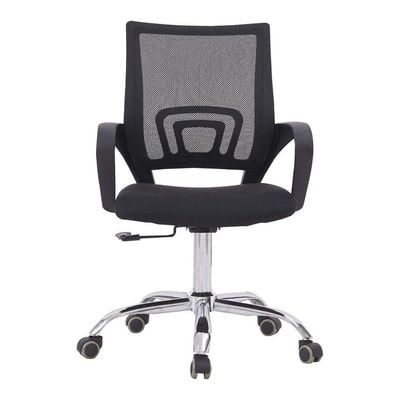 2 Piece Premium Office Chair Ergonomic Designed Desk Chair Mid Back Adjustable Wide Seat Mesh Chair Black