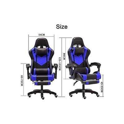 High Back Swivel Desk Chair Blue/Black 56X48X129Cm