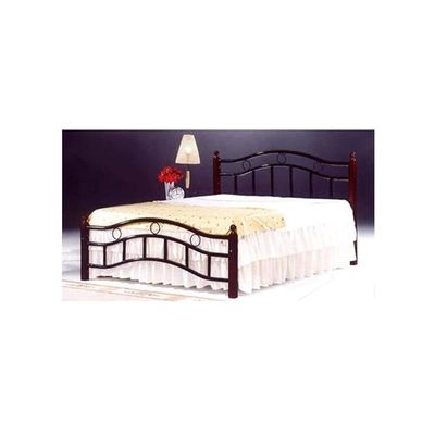 سرير خشبي فولاذي مزدوج الحجم، أرجل بني كرزي - 120 × 190 سم