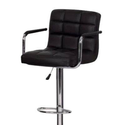 Modern Height Adjustable Chair, Bar Chair, Bar Stool Set Leather Padded Stool Black/Silver