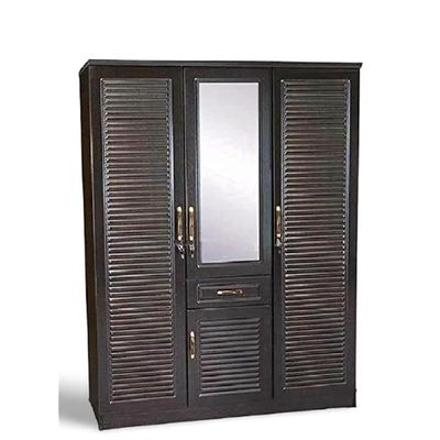 3 Door Wooden Cupboard Wenge With Storage Cabinet