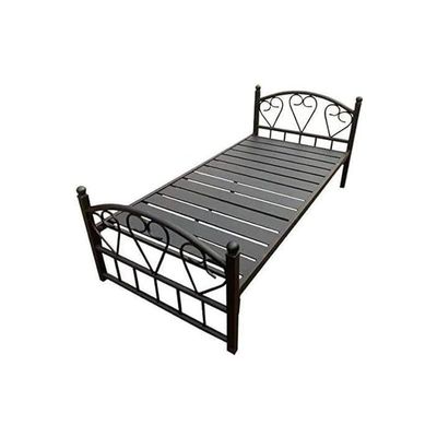 Single Elegent Style Metal Bed Heavy Duty, (Size: 90 X 190Cm) Black 190 X 90 X 90Cm