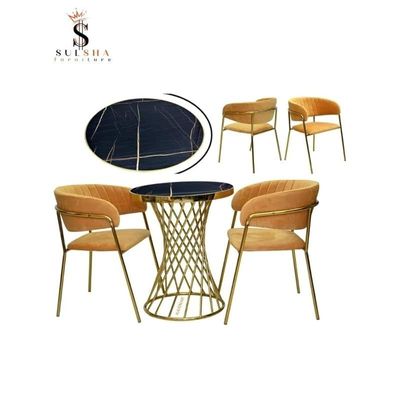 Modren Dining Chair Couple Chair Set With Golden Wings Legs