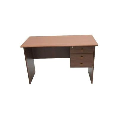 Computer Desk With Fixed Lockable Drawers Brown 124.4X63.4X8.5Cm