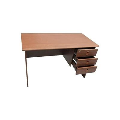 Computer Desk With Fixed Lockable Drawers Brown 124.4X63.4X8.5Cm