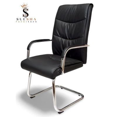 Modern Leather Office Visitor Waiting Chair Hospital Chair Black Color