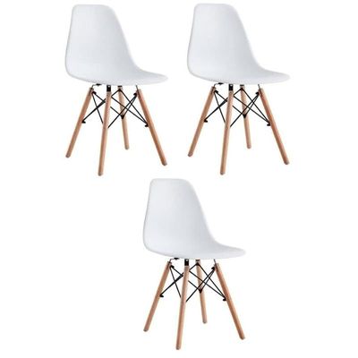 3 Piece Dining Chair Durable &amp; Comfy Mid Century Modern Molded Shell Lounge, CafÃ© Chair Plastic Easy Assembly