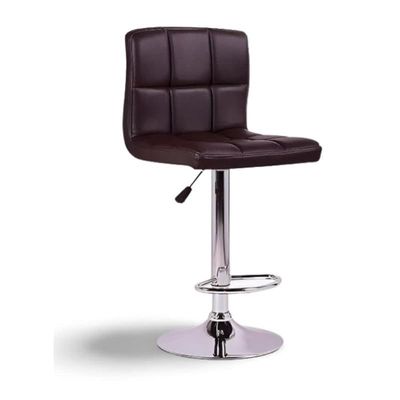 Modern Height Adjustable Chair, Bar Chair, Bar Stool Set Leather Padded Stool Black/Silver1