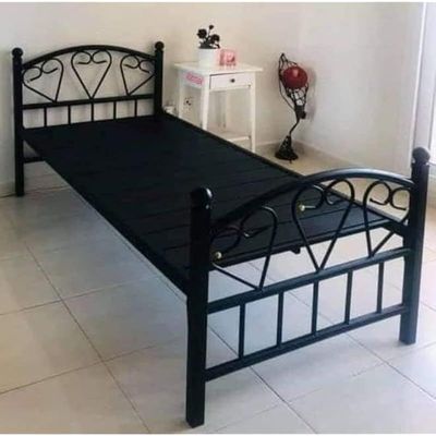 Full Heavy Duty Single Steel Bed Black 90X190Cm