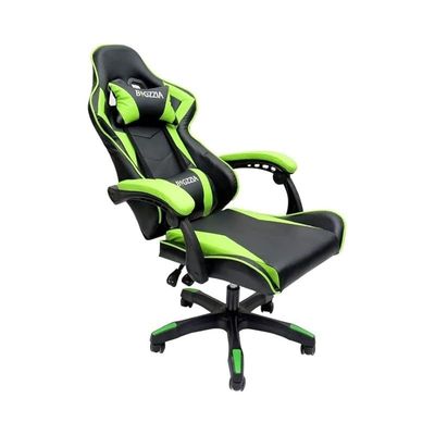 Video Computer Gaming Chair With Fully Reclining Foot Rest And Soft Leather Black/Green 85X66X32Cm